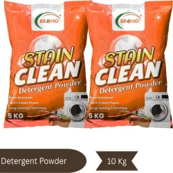 Brono Rapid Wash Detergent Powder | Deep Clean | No Residue Left | PK1PK1 Detergent Powder (Multi) (10 kg)