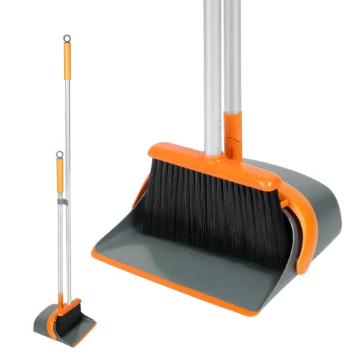 Image of Broom and Dustpan Set with 54 Inch Long Handle 