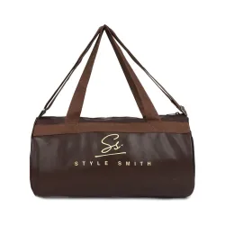 Brown Faux Leather Sports Duffel Gym Bag (22 Ltrs)