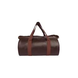 Brown Textured Leatherette Travel Duffle Bag