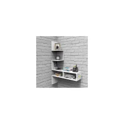 BROWN ART SHOPPEE Zigzag Corner Wall Floating Shelves (Set of 4)
