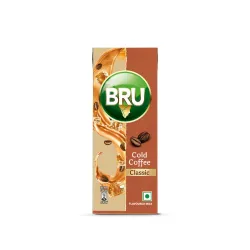 BRU Classic Cold Coffee Tetra Pack, 180ML, Ready to drink, Beating the Summer Heat, with Tasty Coffee and Milk. Thick and Creamy,