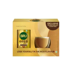 Bru Gold Edition 100% Pure Coffee 100g (with Exclusive Double Walled Glass Mug)