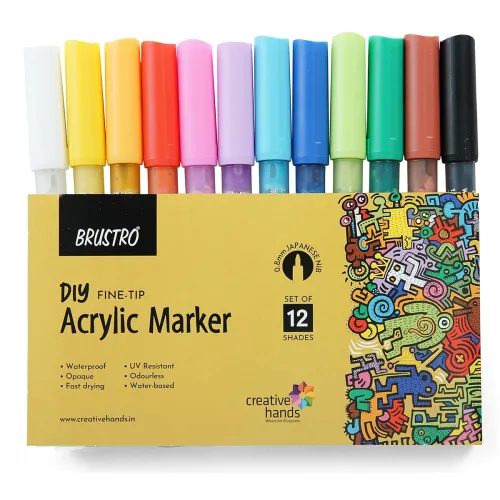 Image of Brustro Acrylic (DIY) Fine Tip Marker (Set of 12)