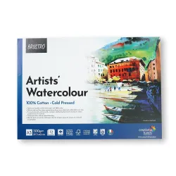 Brustro Artists Watercolour Paper Pad |100% Cotton, Cold Pressed, 300gsm, A3| 12 Sheets, Ideal for Professional Drawing, Painting, Dry & Wet, Fine Art Students