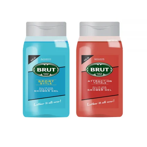 Image of BRUT Set of 2 All-In-One Hair & Body Shower Gel 
