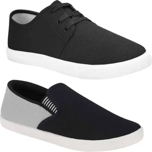 Image of BRUTON  Men Combo Pack Of 2 Casual Loafers For Men  (Black, Grey , 6)
