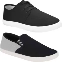 BRUTON  Men Combo Pack Of 2 Casual Loafers For Men  (Black, Grey , 6)