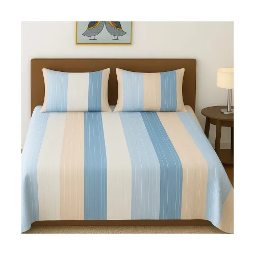 Image of BSB HOME 100% Cotton Feel Double Bed Bedsheet Set 