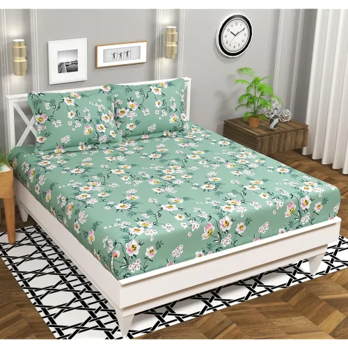 Image of BSB HOME 120 TC Double Floral Bedsheet with 2 Pillow Covers