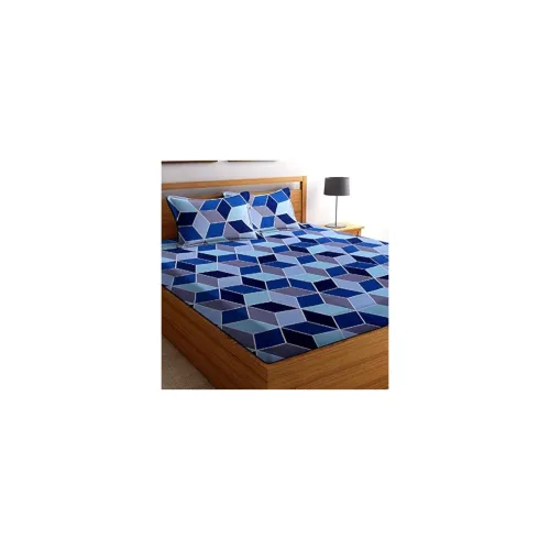 Image of BSB HOME® Glace Cotton 160 TC Football Printed Double Bedsheets with 2 King Size Pillow Cove