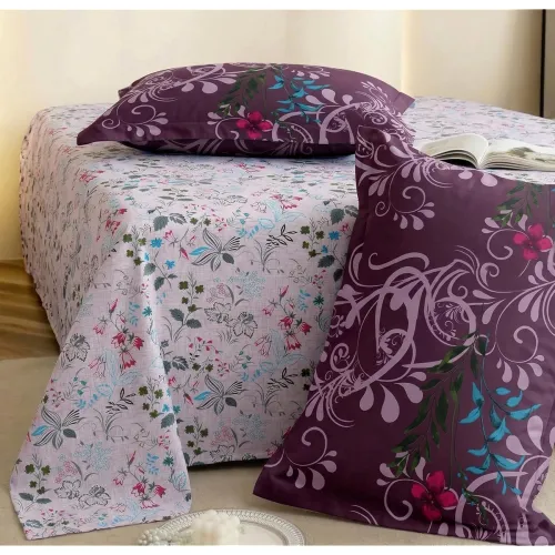 Image of BSB HOME 180 TC Pure Cotton Double Bedsheet with 2 Contrast Pillow Covers