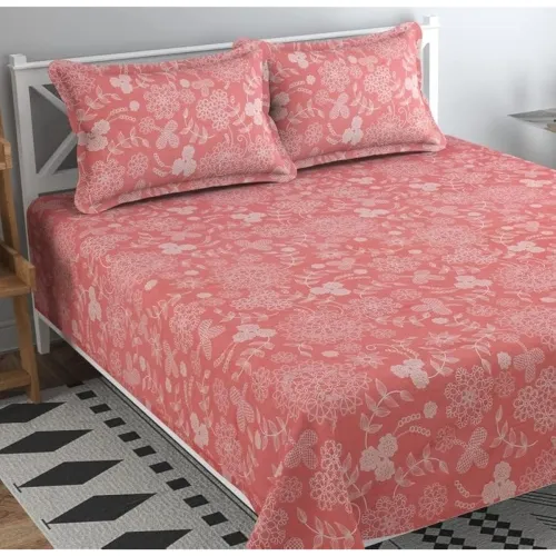 Image of BSB HOME® 200 TC 100% Cotton Feel Bedsheet for Double Bed with Two King Size Pillow Covers (90x100 Inches)