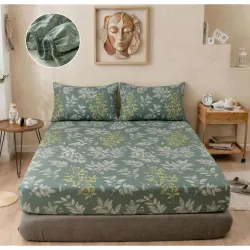 BSB HOME 240 TC Cotton Fitted Double Bedsheet with 2 Pillow Covers