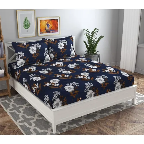 Image of BSB HOME 240 TC Premium Floral Printed Double Bedsheet with 2 Pillow Covers