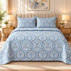 BSB HOME 240 TC Premium Floral Printed Double Bedsheet with 2 Pillow Covers