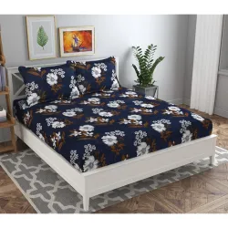 BSB HOME 240 TC Premium Floral Printed Double Bedsheet with 2 Pillow Covers