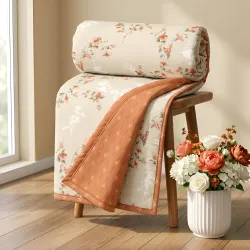 BSB HOME 280 GSM Reversible Dohar for Single Bed, Ultra Soft AC Blanket, Lightweight All Season Comforter, Breathable Summer Quilt, Floral Printed Blanket, 60 x 88 Inches (152 x 224 cm) - Sa...