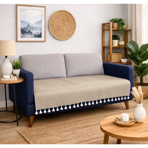 Image of BSB HOME 3 Seater Quilted Velvet Sofa Cover 