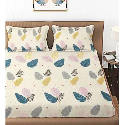 BSB HOME 100% Cotton Feel Double Bed Bedsheet Set with 2 Pillow Covers