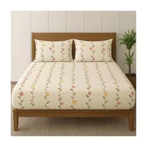 Image of BSB HOME Cloud Cotton Full Elastic Fitted Bedsheets for Double King Size Bed with 2 Pillow Covers