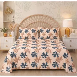 BSB HOME Cotton Flat Bedsheet with 2 Pillow Covers