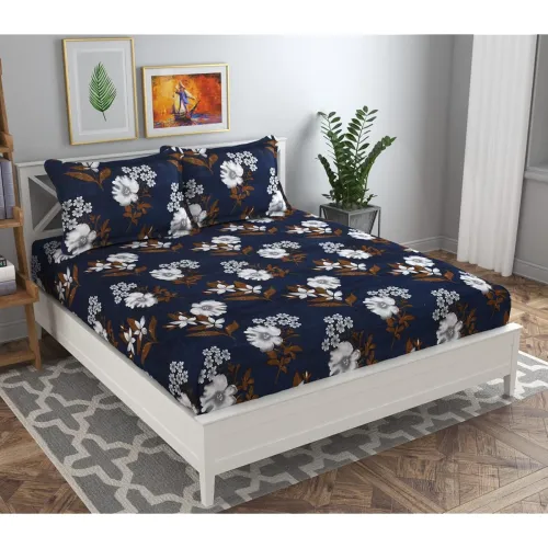 Image of BSB HOME Double Floral Bedsheet with 2 Pillow Covers 144 TC Soft Brushed Microfiber 