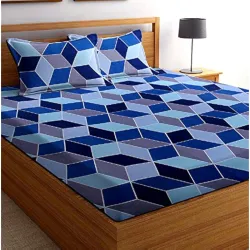BSB HOME® Glace Cotton 160 TC Football Printed Double Bedsheets with 2 King Size Pillow Cover.