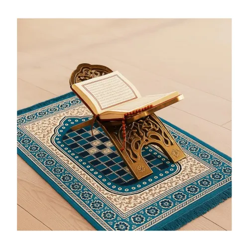 Image of BSB HOME Prayer Aasan/Meditation Mat - Velvet Mat for Pooja, Meditation, Namaz - Teal Blue 70cm X 110cm - Perfect Aasan 