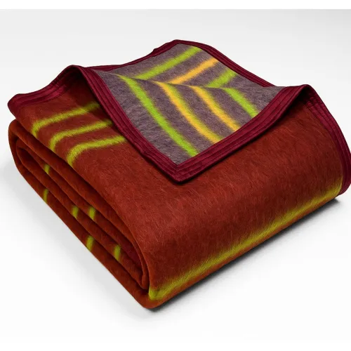 Image of BSB HOME Premium Wool Blend Stripe Blanket | Soft, Warm & Lightweight Full Size Blanket | Red Stripes | 152 x 228 cm, 18