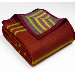 BSB HOME Premium Wool Blend Stripe Blanket | Soft, Warm & Lightweight Full Size Blanket | Red Stripes | 152 x 228 cm, 18