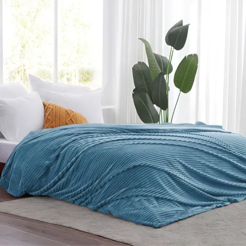 Image of bsb home Blue Fleece Mild Winter 500 GSM Double Bed Blanket