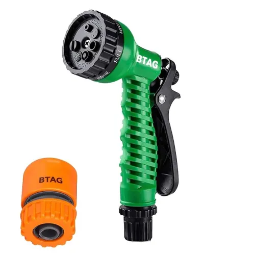 Image of Btag 7-Pattern Garden Spray Gun Hose Nozzle with Adjustable Trigger Handle, Water Spray Nozzle for Car Wash, Lawn & Gard