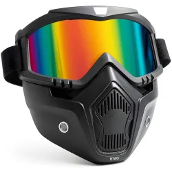 Btag Anti Scratch UV Protective Motorcycle Face Mask with Detachable Goggles | Anti-Fog UV Protection Riding Mask with R