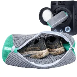 Btag Reusable Shoe Laundry Bag for Washing Machine & Dryer | Plush Zippered Washing Pouch for Sneakers, Baby Items & Delicates (Grey) Pack of -1