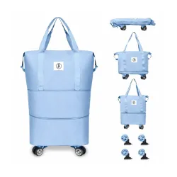 Btag Foldable Travel Duffle Bag with Wheels Expandable Waterproof