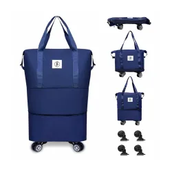 Btag Travel Duffle Bag with Wheels | Convertible Handbag, Trolley & Shoulder Luggage for Clothes | Space-Saving Foldable Travel Companion | Expandable & Waterproof Traveling Bag for Unisex (...