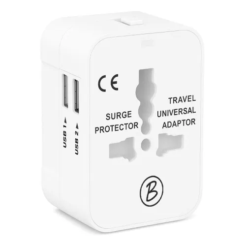 Image of Btag Universal Travel Adapter All in One Worldwide, Travel Adapter USB Ports with Multi Type Power Outlet (2U - USB 2.1A