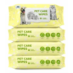 Btag Pet Grooming Wipes for Dogs & Cats (14 × 18 cm) | 100 Count | pH Balanced Dry Bath | Ear, Paw & Coat Cleaning | Hygiene Essentials | Non-Woven Disposable Cloth 40 GSM (Pack of -4)