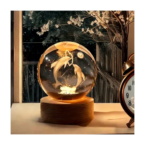 Image of BTfash 3D Dolphin Crystal Ball Night Lamp 