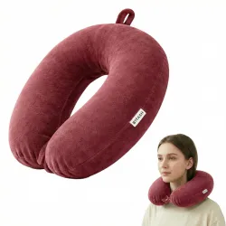 BTfash Travel Neck Pillow for Men & Women | Soft Fibre Cushion for Flight, Car & Train | Soft Velvet Fabric with Attacha