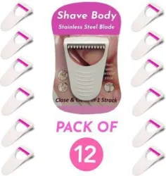 BTNT Womens Disposable Plastic Skin Hair Remover Safty Stainless Razor Blade, Women (Pack of 12)