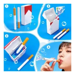 Bubble Cigarette Stress Relief Gift Set with Liquid Bottle and Storage Box, Reusable Bubble Maker for Outdoor Play and Party Activities
