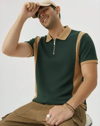 Image of BUDA JEANS CO Men Colourblocked Regular Fit Polo T-Shirt