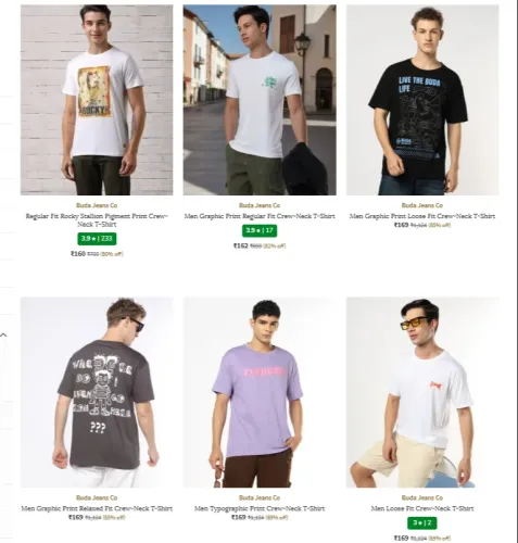 Image of Buda Jeans Co Men's T-shirts Starting at ₹160
