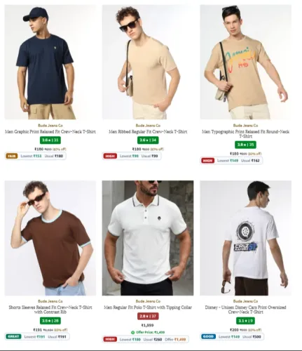 Image of Buda Jeans Men's T-shirts Starting at ₹180