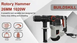 BUILDSKILL 1020W rotary hammer drill | 26MM chuck size | 3000 RPM | 2 in 1 function | BRH261020 Rotary Hammer Drill