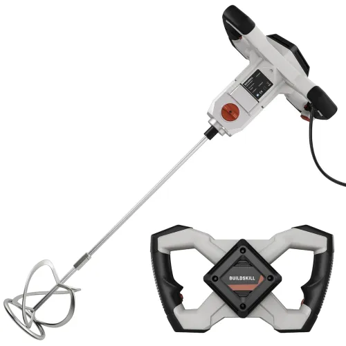 Image of BUILDSKILL 1400W Paint Mixer Machine | Dual Variable Speed Up To 1010RPM | 140MM Chrome Finish Stirrer |