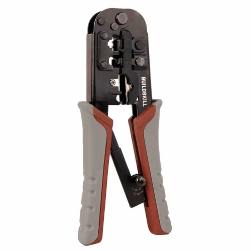 Image of BUILDSKILL 3-in-1 network crimping tool, wire stripper and cutter | ergonomic design with TPR soft grip handle | 2mm hea