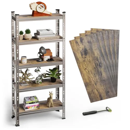 Image of BUILDSKILL 5-Tier Multipurpose Storage Rack | 67x28x12 Inch Bolt-Free Assembly Adjustable Rack | 